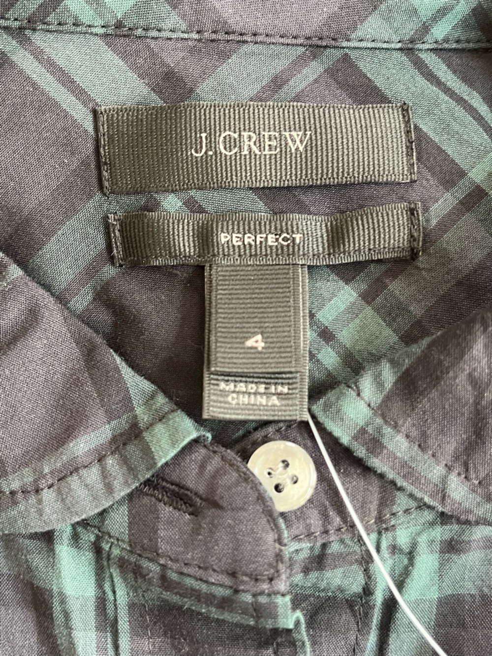 J. Crew Perfect Shirt in Black & Green Tartan Plaid size 4 - Picture 4 of 6